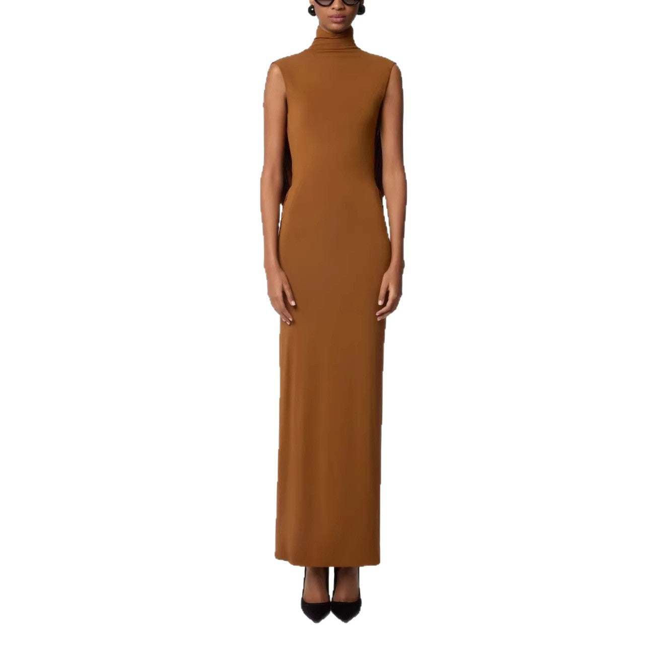 High neck sleeveless hip skirt halter cape design sense sexy European and American dress women