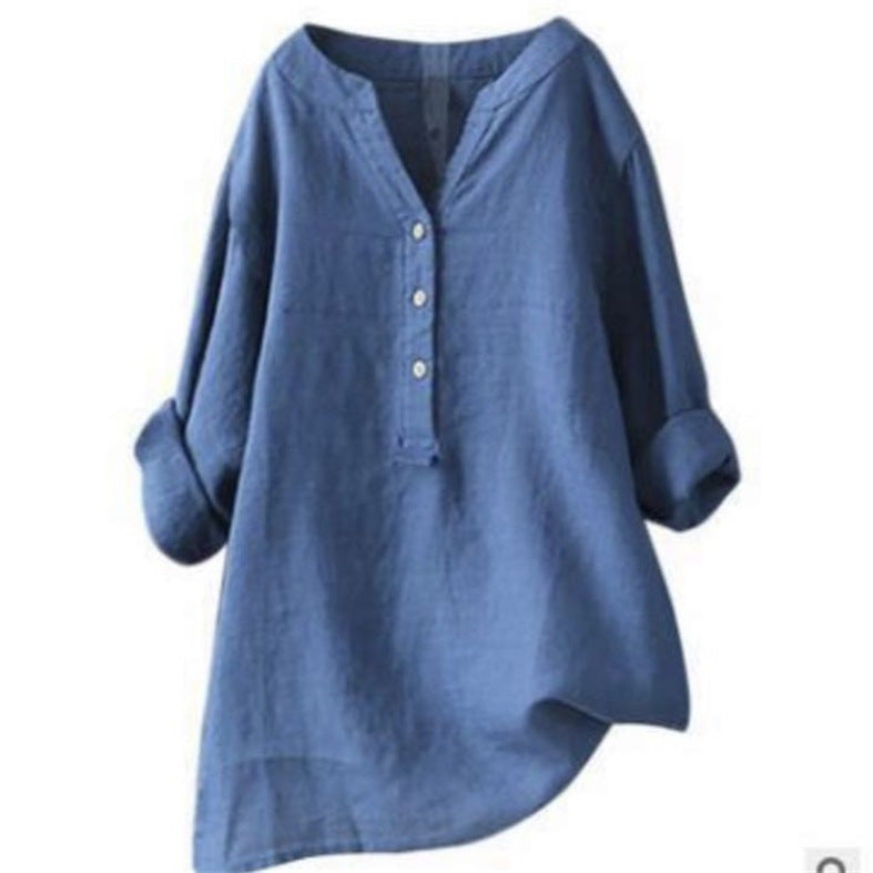 Loose Casual Women's Stand-Up Collar Top Women's Shirt Crew Neck