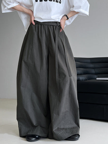 Korean high-waisted strap wide-leg balloon pants women's autumn new loose meat-covering scimitar floor-mopping trousers