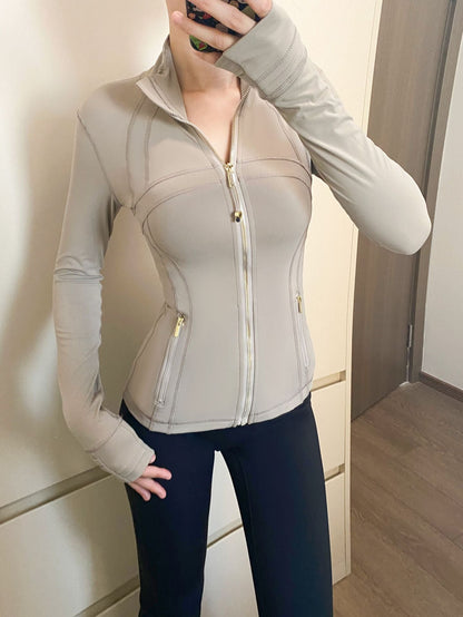 Yoga Jacket Women Long Sleeve Zip-Up Breathable Sports Fitness Top