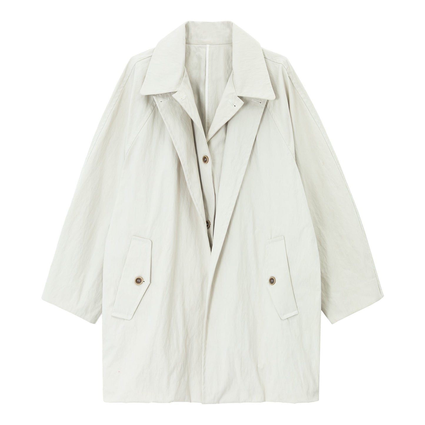 New cotton brocade fake two-piece double-layer cocoon silhouette texture trench coat
