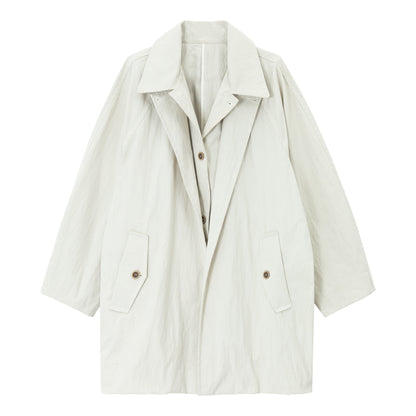 New cotton brocade fake two-piece double-layer cocoon silhouette texture trench coat