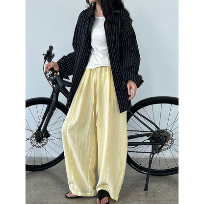 Slack high waist wide leg casual pants women's summer new lazy style loose and thin sickle pants