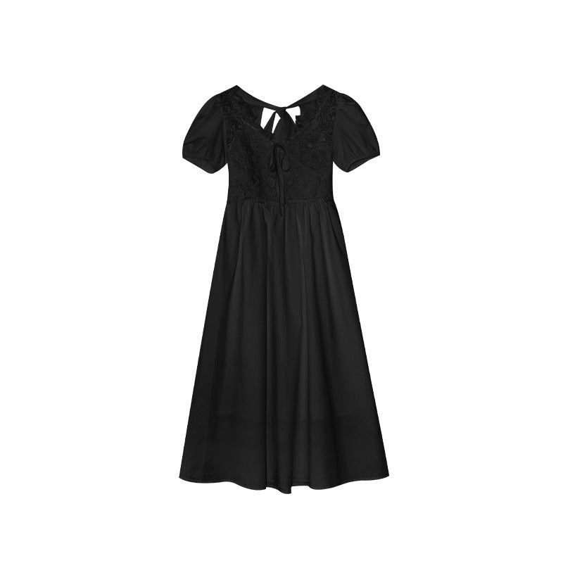 Summer French Stunning Waist Lace Heavy Industry Short Sleeve Dress