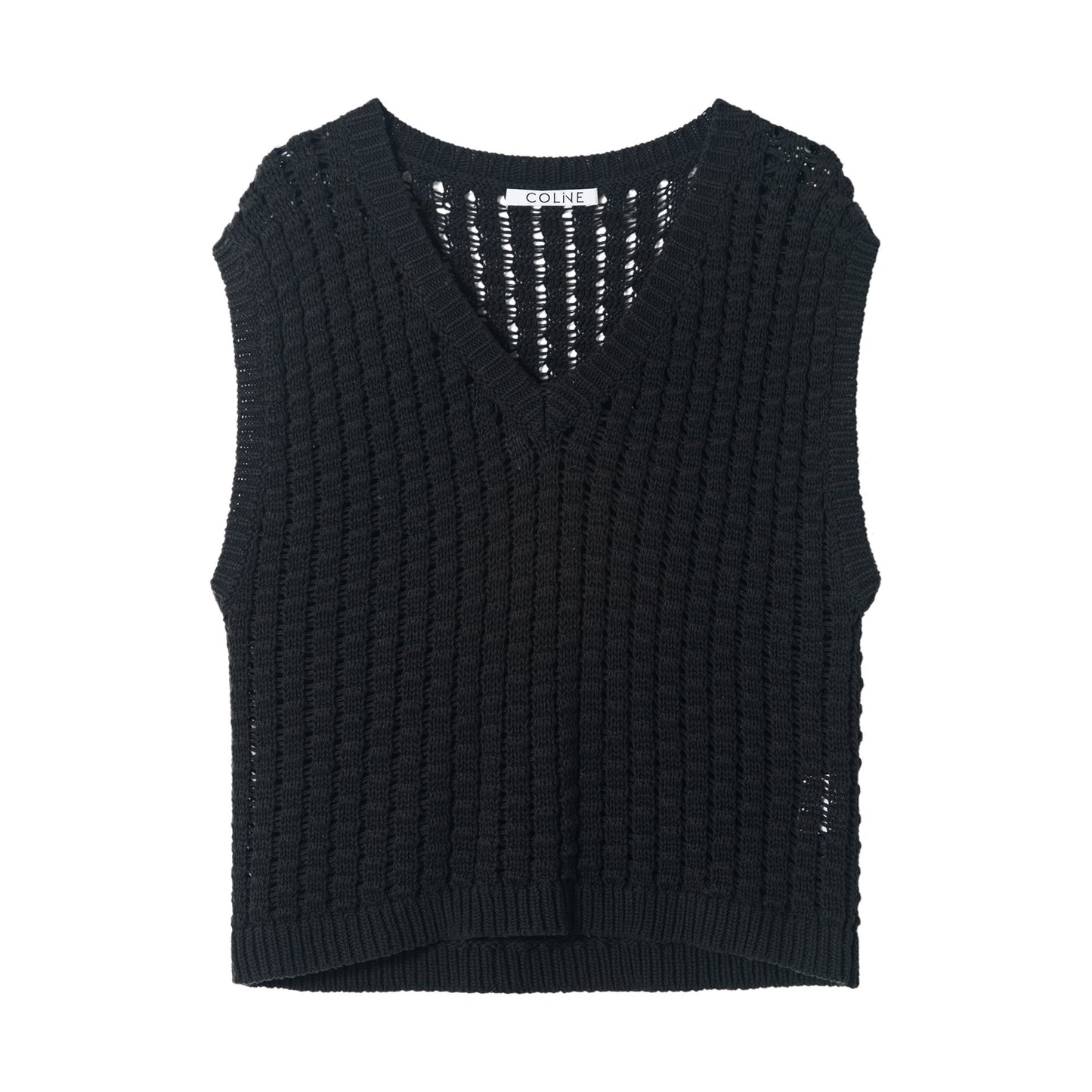 Autumn knitted vest women's three-dimensional cotton V-neck mass texture blouse
