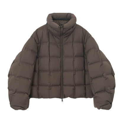 Winter high-density fit anti-down square grid direct charging stand-up collar no quilting line down jacket