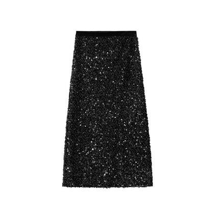 Temperament Annual Meeting atmosphere Skinny heavy industry sequined skirt
