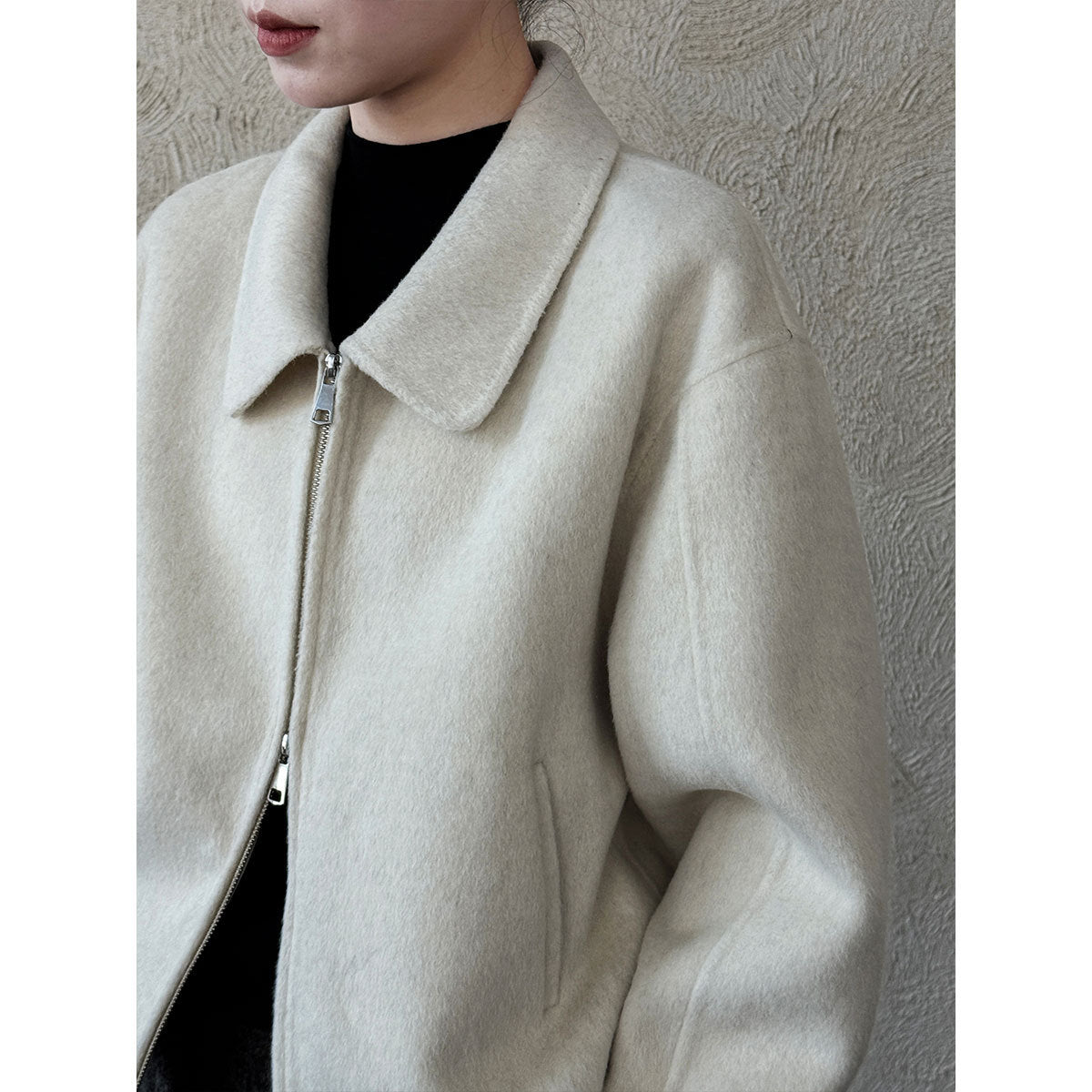 Lapel double-sided wool woolen coat women's autumn and winter new short high-end zipper coat