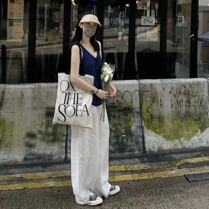 High-waisted white high-waisted linen wide-leg pants women's 2026 summer new loose and thin straight floor-mopping pants