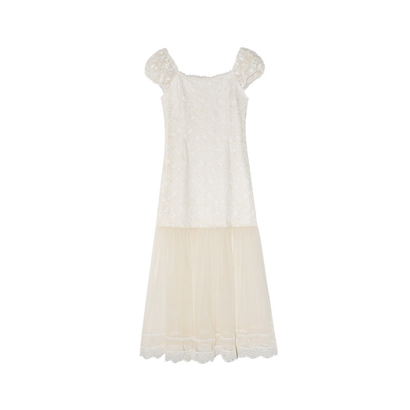 Lace mesh stitching dress