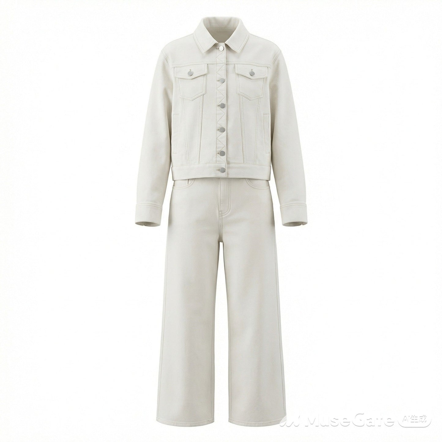 Early spring Hong Kong style American retro trousers temperament two-piece denim suit