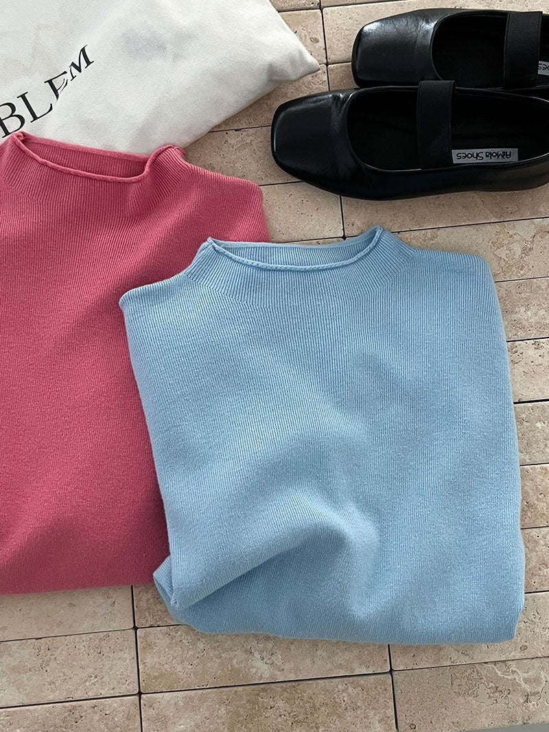 Versatile soft & skin-friendly knit top: women's fall/winter turtleneck tee