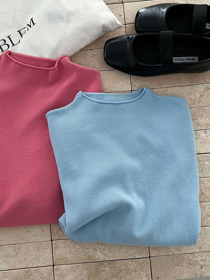 Versatile soft & skin-friendly knit top: women's fall/winter turtleneck tee
