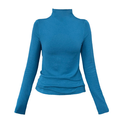 Korean semi-turtleneck lining brushed warm base shirt women's autumn and winter micro-elastic slim and versatile top