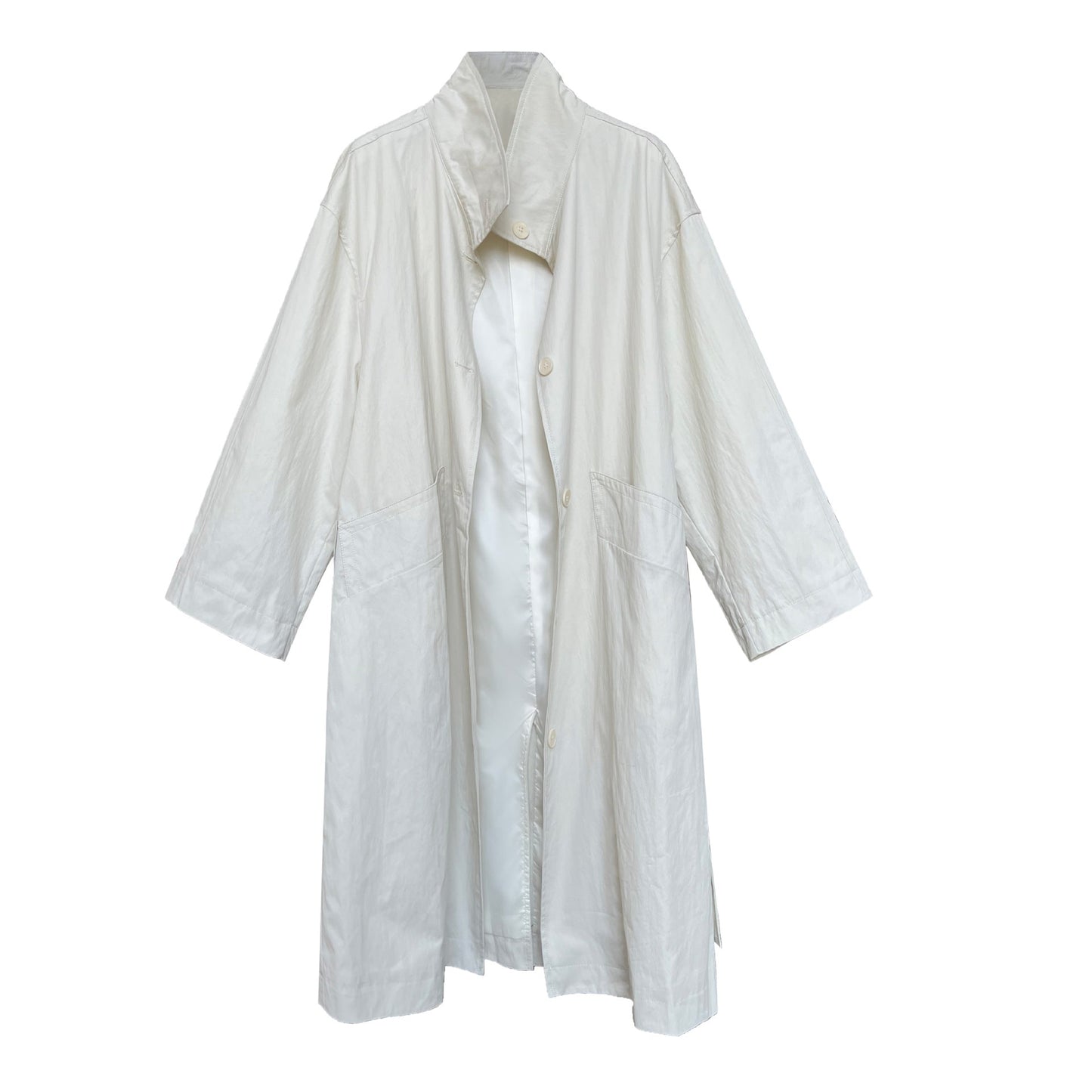 Autumn minimalist silhouette stand-up collar trench coat women's mid-length lace-up lazy style jacket top