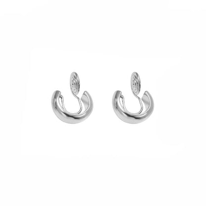 Small C-shaped smooth geometric pattern incense plate ear clips, women can wear earrings without ear piercings, temperament earrings factory direct sales