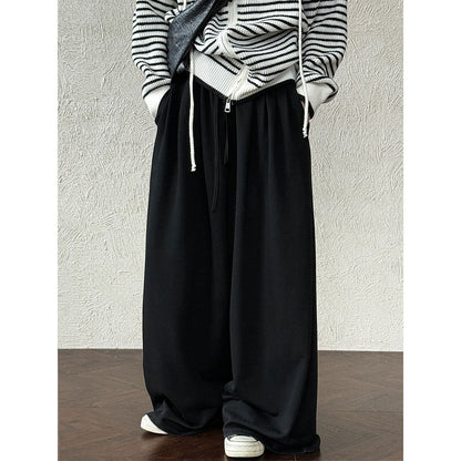 Pleated drawstring wide-leg pants sweatpants women's autumn new high-waisted thin lazy casual sweatpants