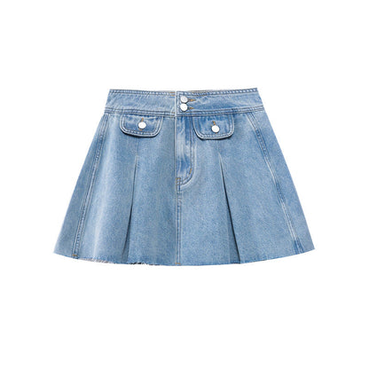 Street Trend Fashion Retro Hairy Denim Skirt