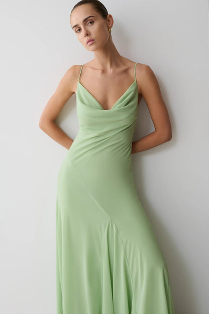 High quality holiday chiffon suspender long dress wind swinging collar dress evening dress