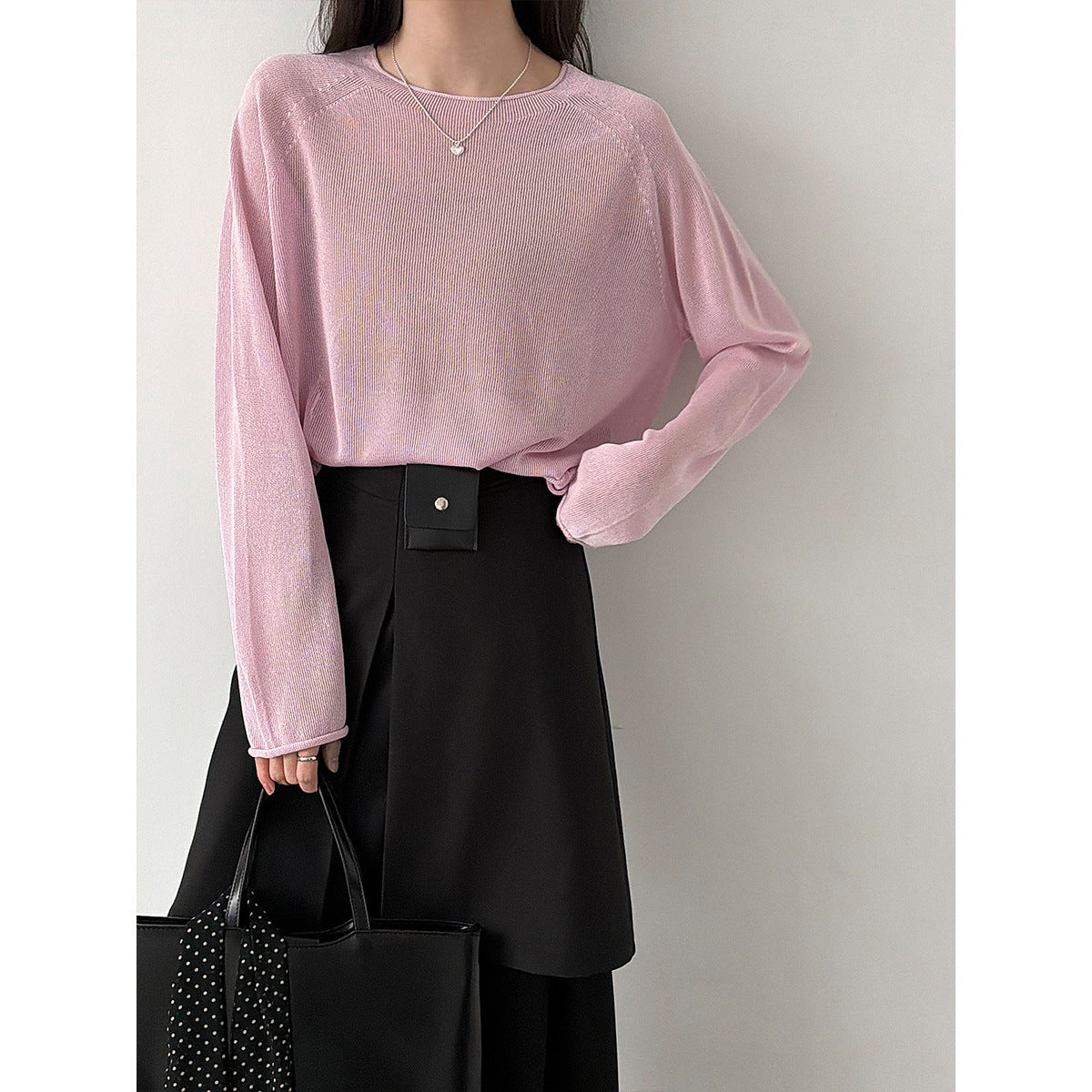 Korean gentle wind soft waxy skin-friendly crimped knitted sweater women's early spring new perspective top ss973