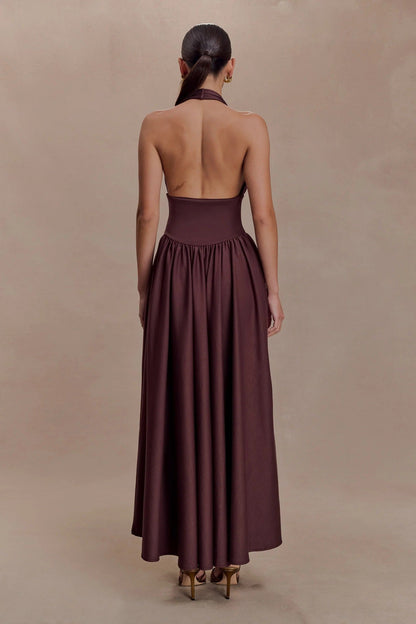2026 resort style slip dress deep V sexy style fashion halterneck dress