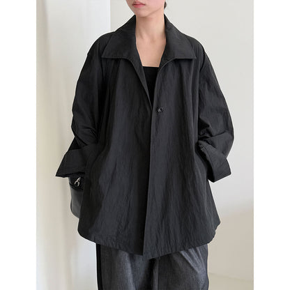 Korean lightweight texture silhouette straps thin trench coat women's autumn new lapel jacket