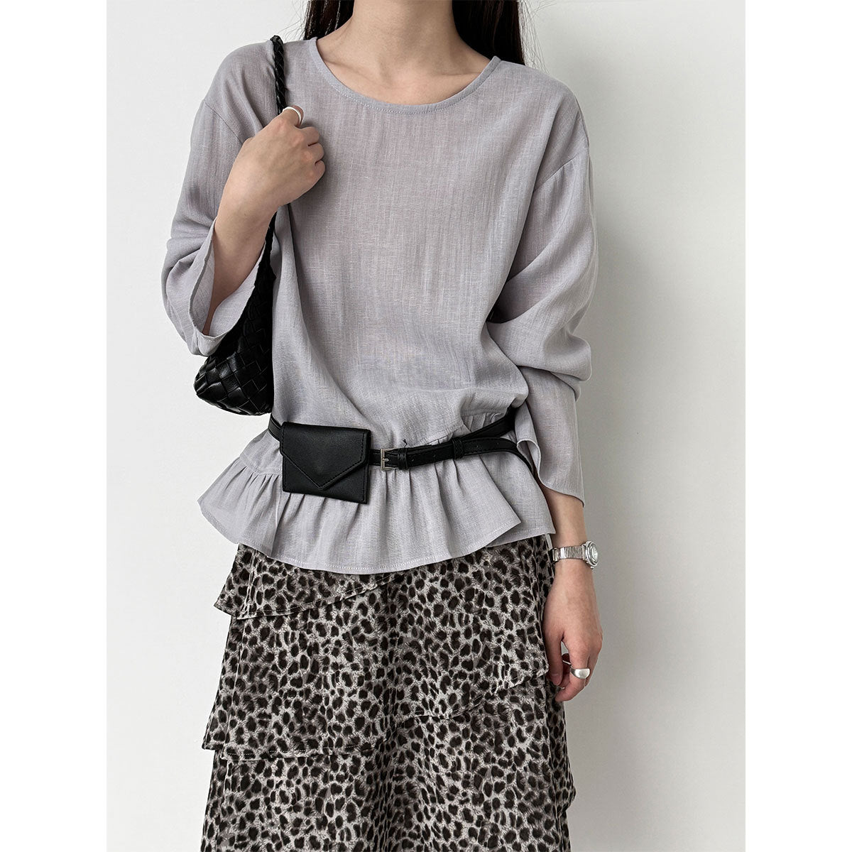 Korean gentle ruffle leaf top