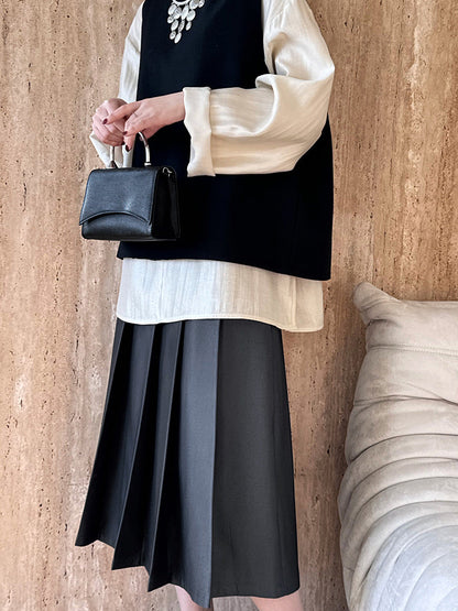 Purple high-end pleated skirt spring