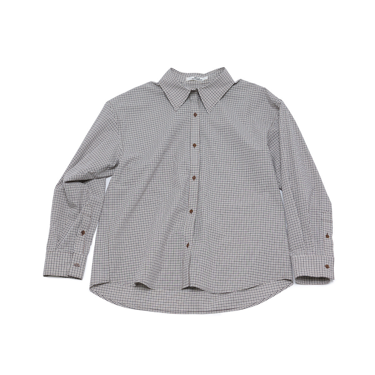 Autumn new casual lapel retro small plaid pure cotton versatile medium and long shirt