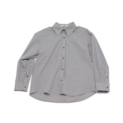 Autumn new casual lapel retro small plaid pure cotton versatile medium and long shirt