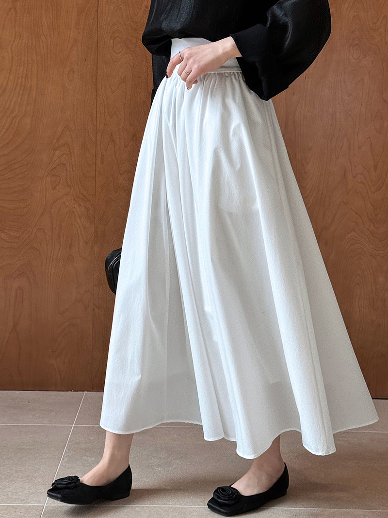 Spring new French high-end pink skirt A-shaped pleated skirt