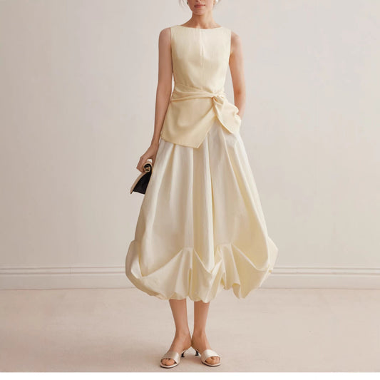 Temperament bud skirt 2026 spring and summer design sense pinch pleated hem small a-shaped skirt