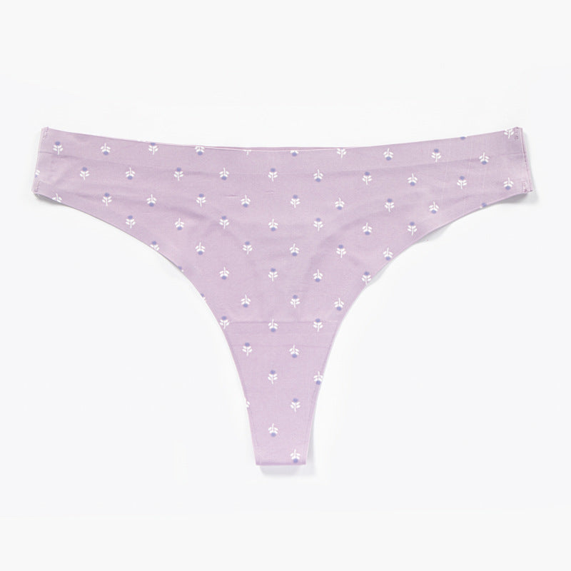 Traceless underwear sticker nylon printing breathable quick-drying low-waist ice silk seamless underwear women