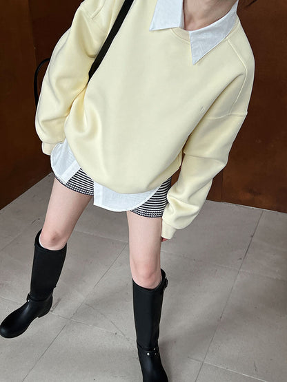 Loose silhouette lazy pullover fleece thickened sweater women's autumn new h letter embroidered top