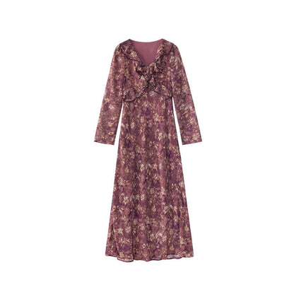 Beautiful temperament waist floral dress