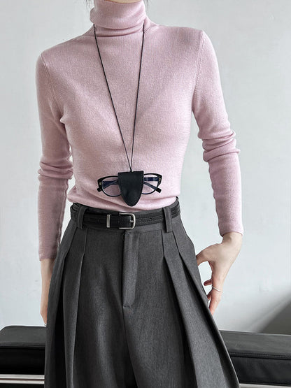 Simple knitted sweater women's new turtleneck wool bottoming shirt in autumn and winter