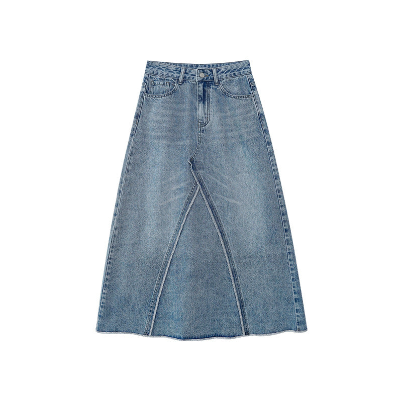 Retro High Waist Denim A-Line Skirt