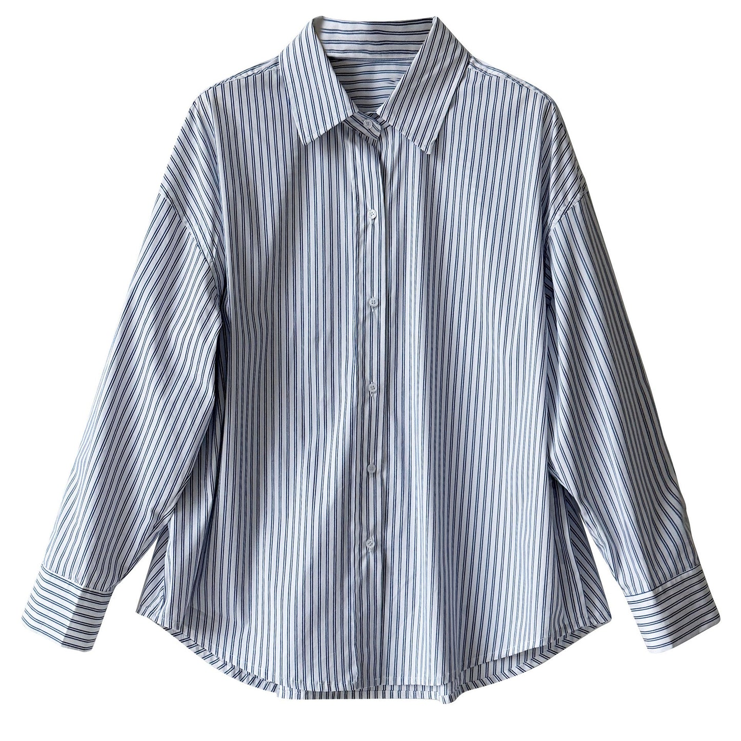 Simple loose shoulder casual vertical striped shirt women's 26 spring new high-end top jacket