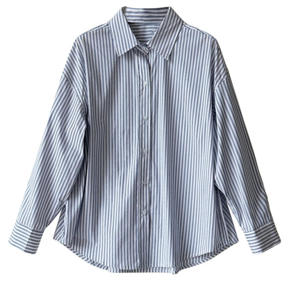 Simple loose shoulder casual vertical striped shirt women's 26 spring new high-end top jacket
