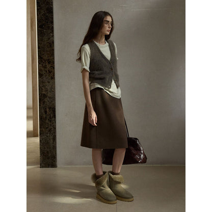 Early spring new soft fluffy mohair velvet V-neck knitted sleeveless vest cardigan