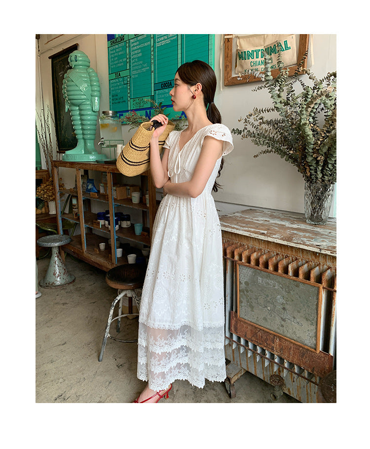 Lace Flutter Sleeve Maxi Dress