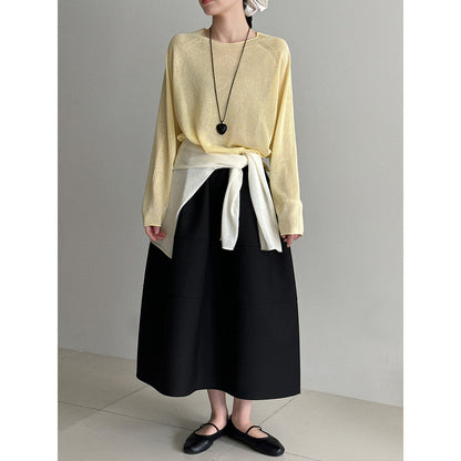 Korean gentle wind soft waxy skin-friendly crimped knitted sweater women's early spring new perspective top ss973