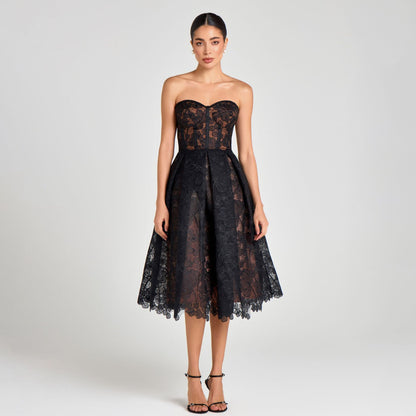 Lace Tube Top Midi Dress