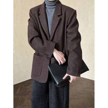 Korean version autumn and winter 50% wool blazer