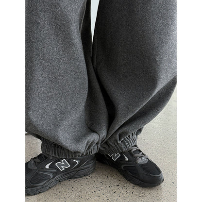 Korean retro wool leggings women's winter new polished warm lazy casual pants