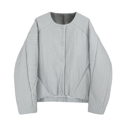 Korean simple loose casual round neck short cotton-padded clothes women's winter top cotton-padded jacket jacket