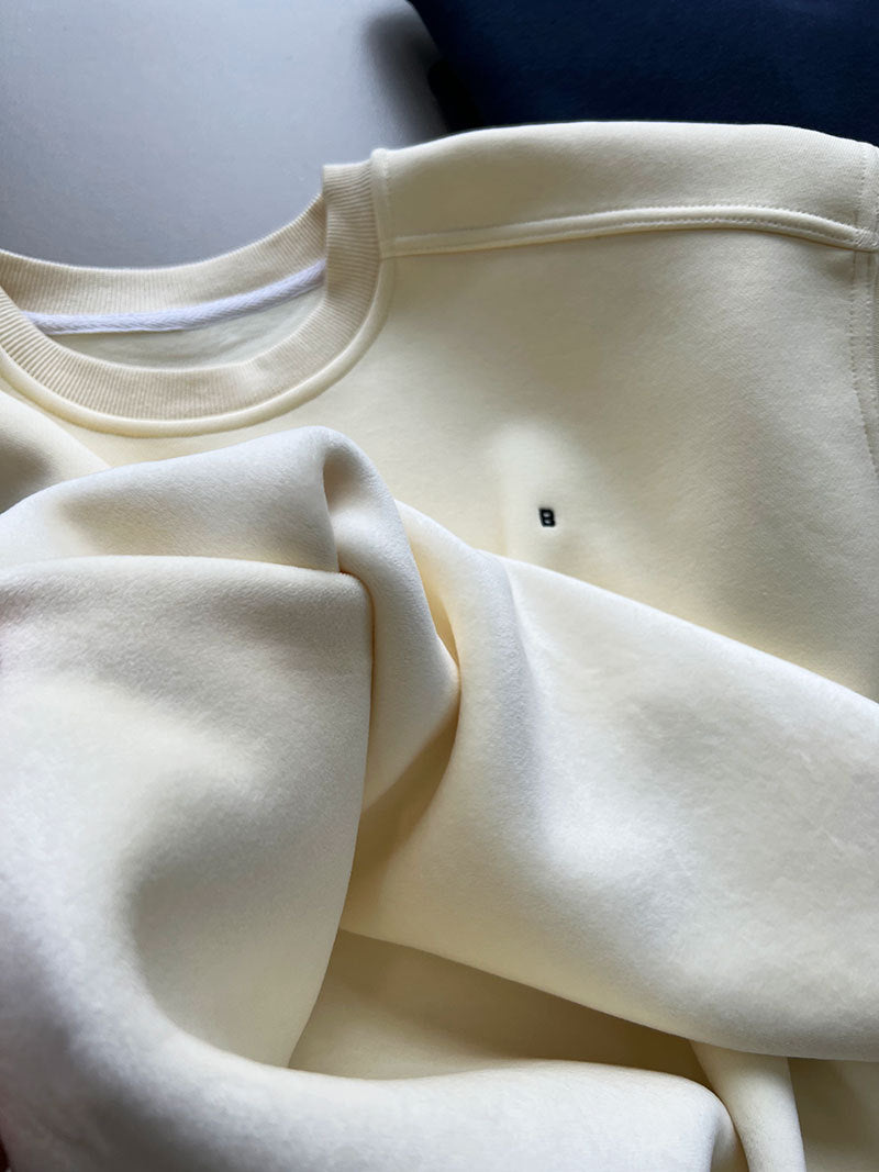 Simple silhouette loose BF solid color lazy pullover sweatshirt women's ins monogram embroidered long sleeve top
