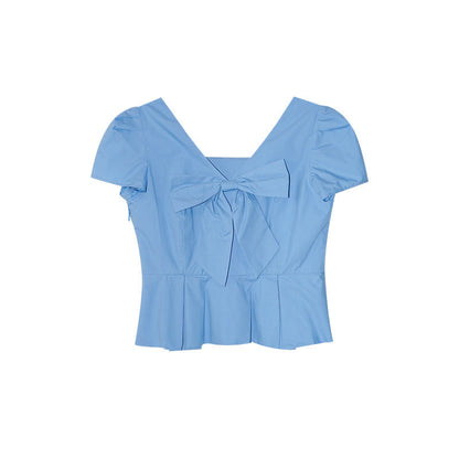 Bow V-Neck Crop Top