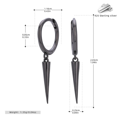 S925 Sterling Silver Ear Buckle Fashion Personality Conical Earrings