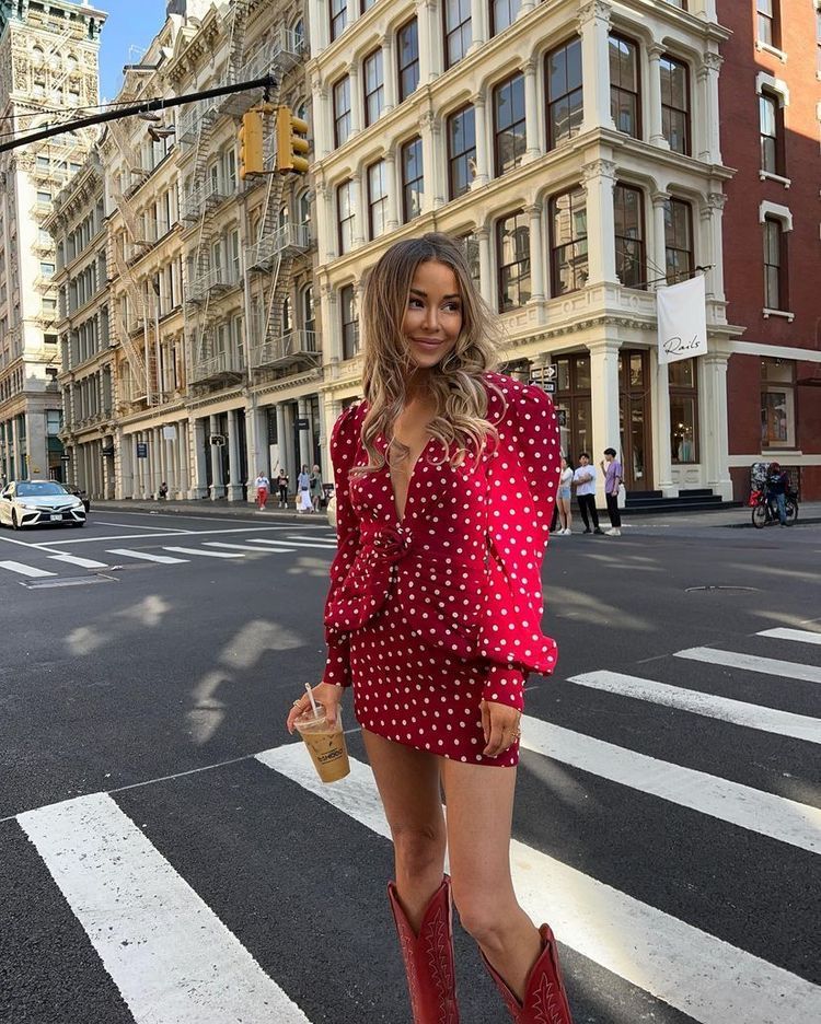 Fashion polka dot long-sleeved pleated top jacket skirt set two-piece set